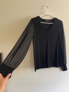 Adrianna Papell Black V-Neck Pullover Sweater